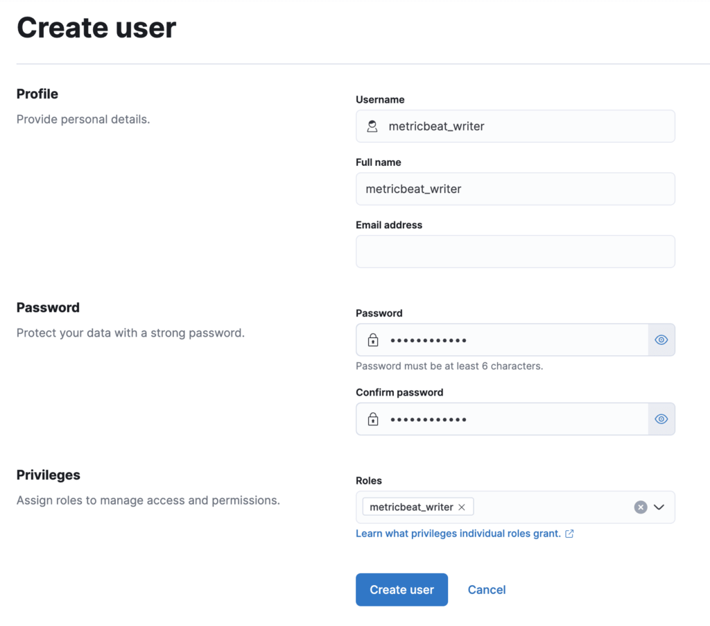metricbeat create user